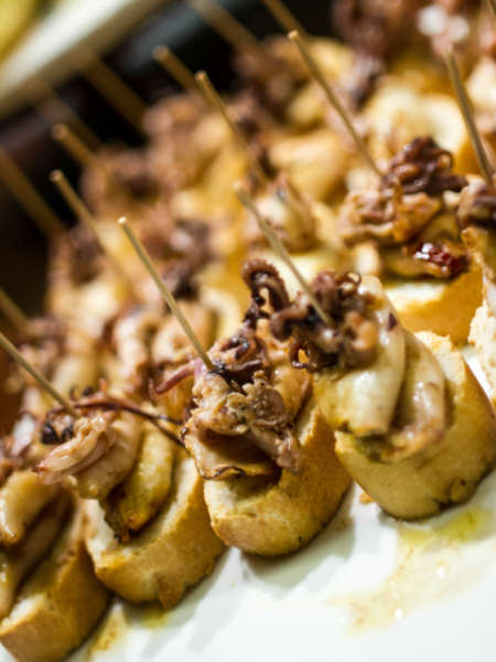 Pintxos in the Basque Country, food of northern Spain.